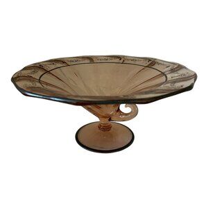 Vintage Pink Glass Fostoria 2398 Cornucopia Pedestal Glass Dish Depression Glass